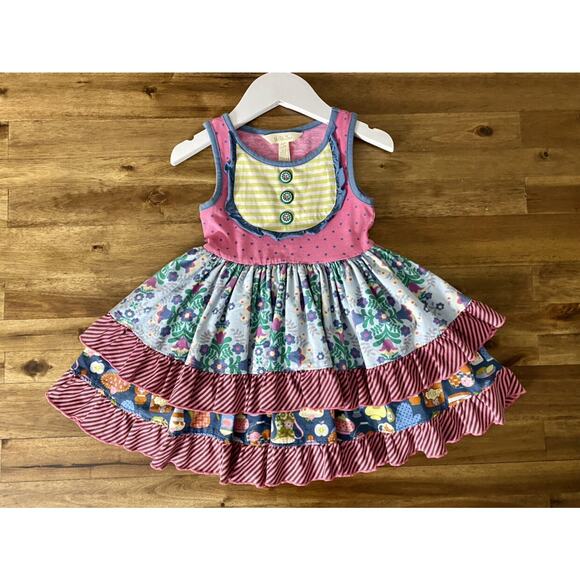 Matilda Jane Make Believe Put On A Cookie Show Pink Blue Floral Polka Dot Dress - Picture 2 of 7